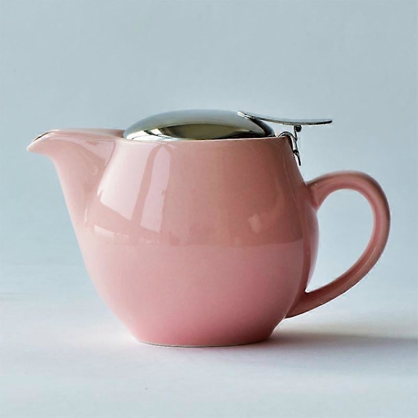 Elegant Termostabil Keramisk Tekanna | Rostfritt Stål Lock & Fint Teinfuser Perfekt för Lösa Blad Kännare pink