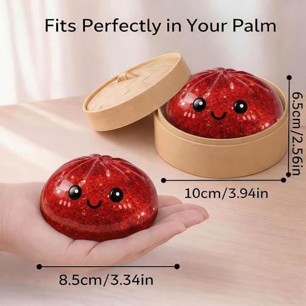 Mytery Box - Dumpling Squishies, Pehmeä Dumpling Stressilelu Aikuisille red