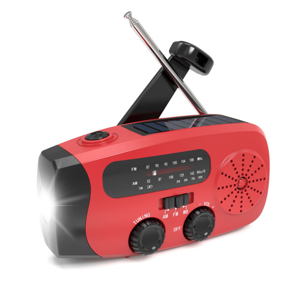 Emergency hand crank radio with LED flashlight for emergencies