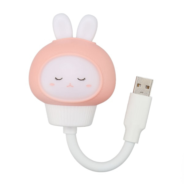 USB LED-lampa med röststyrning, 3 ljusstyrkenivåer, timer, ögonvänlig, bärbar, söt LED-nattlampa för sovrummet, kanin