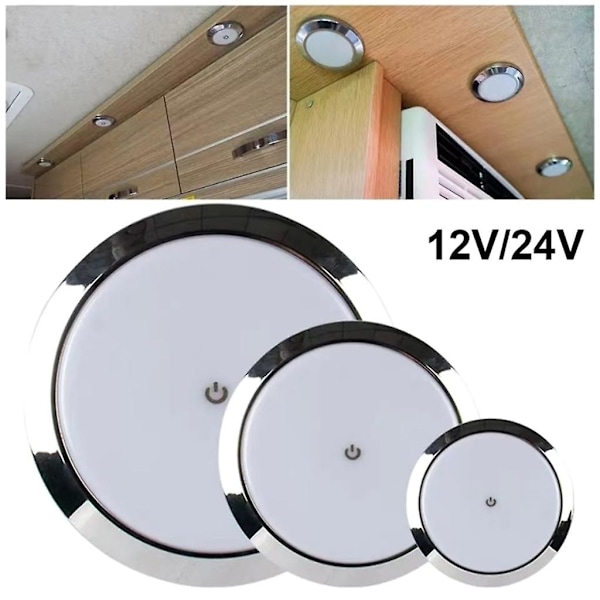 Takmonterad LED-Downlight 12V/24V Touch Switch Pucklampa Kupollampa för Husbil Marin Inredningstillbehör 12V 18cm