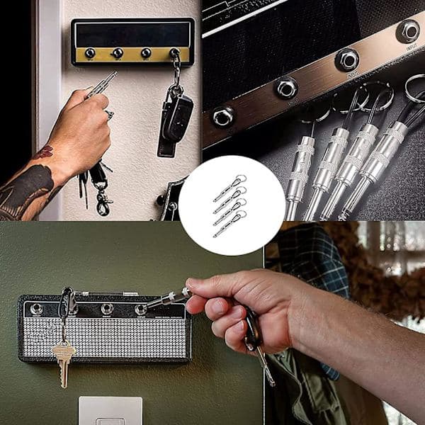 4st Lmell Nyckelhållare, Väggmonterad Gitarrförstärkare Nyckelhållare, Inkluderar 4 Gitarrpluggpresenter