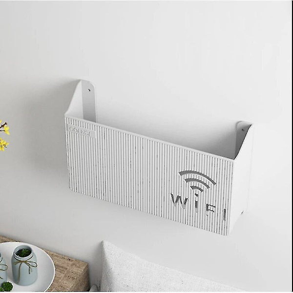 Trådlös Wifi Router Hylla Förvaringslåda Väggmontering Abs Plast Organizer Låda Kabel Ström Fäste Organizer Låda Hemförvaring White