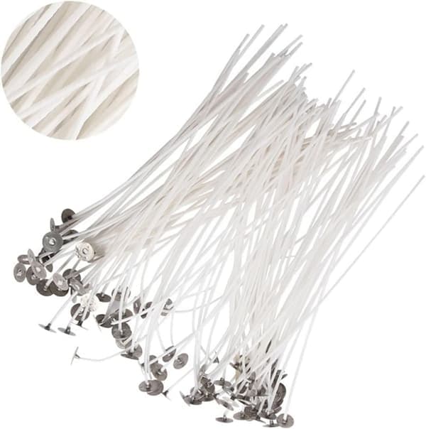 Stearinlys, 20 stk naturlige bomullsveker for DIY-lys (10 cm)