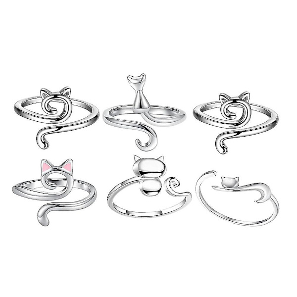 6 st Stickningsringar i Krokstil, Stickningsring, Krokstil Ring för Finger, Krokstil Ringar