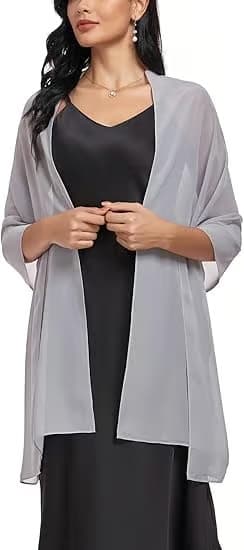 Sjaler og omslag Blødt Chiffon Tørklæde til Aftenkjoler Bryllupsstola grey