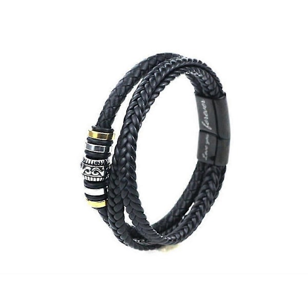 Til min sønn Elsker deg for alltid Flettet armbånd i lær med gavekort love you forever to son 21cm