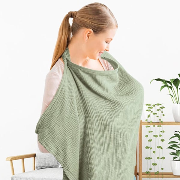 Muslin Ammeklut Pustende Bomulls Ammeklut Med Stiv Ring For Baby Amme & Pumping Grass Green