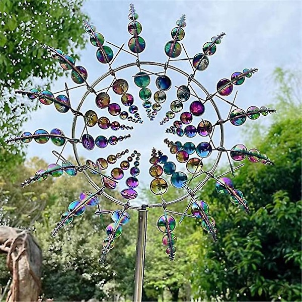 Metallinen tuulimylly 3D tuuliveistos tuulensieppaajat puutarhakoristeet COLORFUL