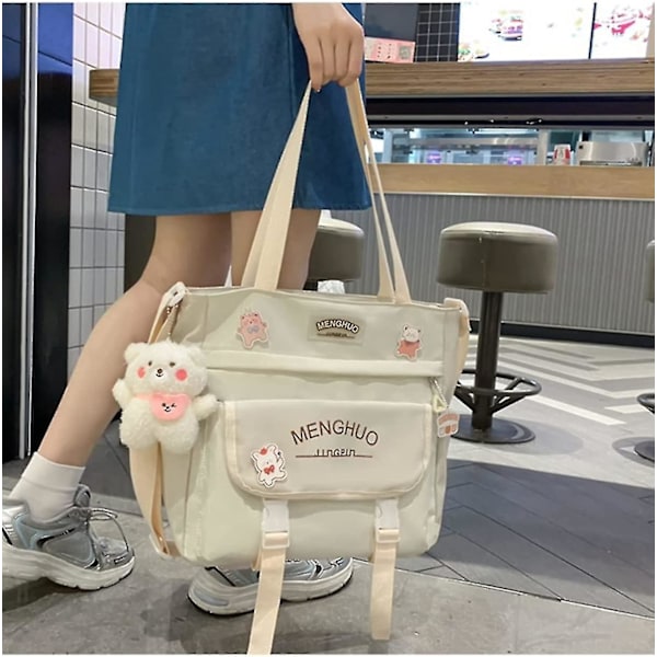 Kawaii Crossbody Väska för Flickor Tote Splicing Färg Skolryggsäck Japansk Skolryggsäck Estetisk Ryggsäck