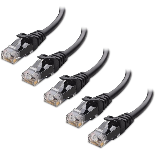 5-pack 10 Gbps snagless korta Cat6 Ethernet-kabel (Cat6-kabel, Cat 6-kabel)