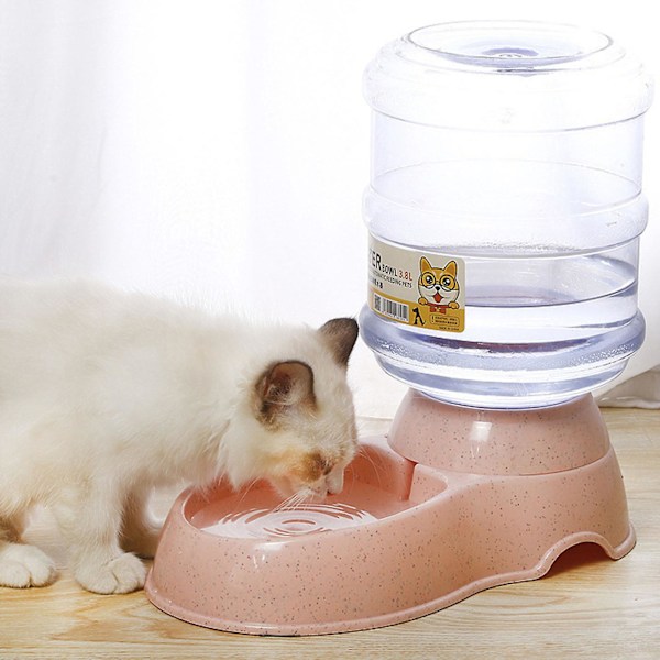 3,8L Automatisk Mat- och Vattenbehållare för Husdjur Stor Kapacitet Gravity Dispenser Halksäker Bas Läcksäker Husdjursmat Dispenser för Katter Hundar Pink A