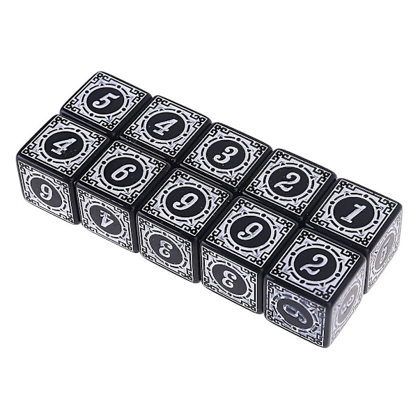 10 kpl D6 Polyhedral Dice Neliömäiset Reunat Numerot 6 Sivuinen Noppa Helmi