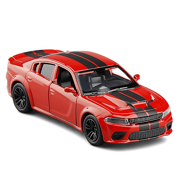 1:36 Dodge Challenger SRT -mittakaavan uusi saapuminen, leluvalettu malli vetävällä autolla lapsille lahjaksi, kokoelmaan, F142 red nobox