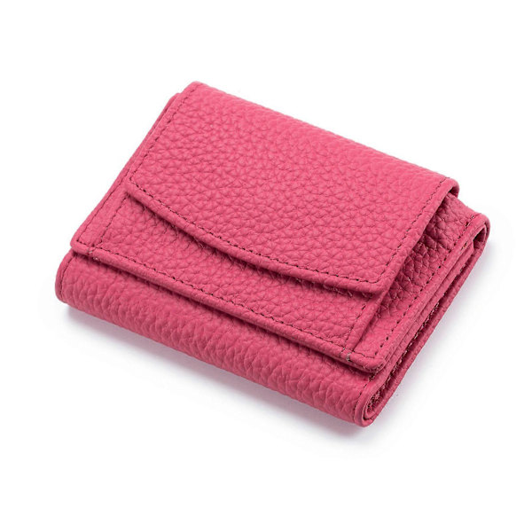 Naisten pieni lompakko PU-nahkaa kolmiosainen vetoketjullinen kolikkotasku korttikotelo kukkaro Rose red
