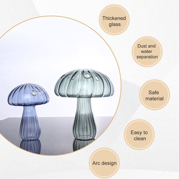 1 stk. Svampeformet Glasvase Kreativ Svampeblomstervase Plantepotter Hydroponisk Beholder Vaser til Planter Hjem Kollegiehave Dekoration