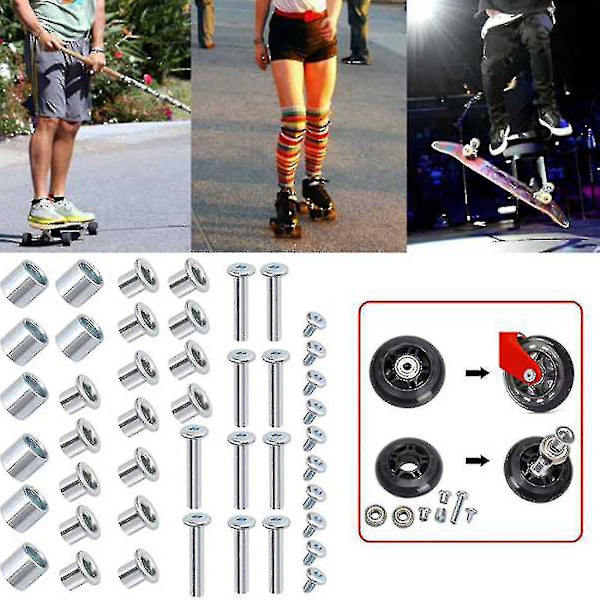 Inline Skate Aksel Afstandsstykke Skrue, Skate Hjul Leje Afstandsstykke, Rulle Skate Udskiftningsdele Med Aksel &