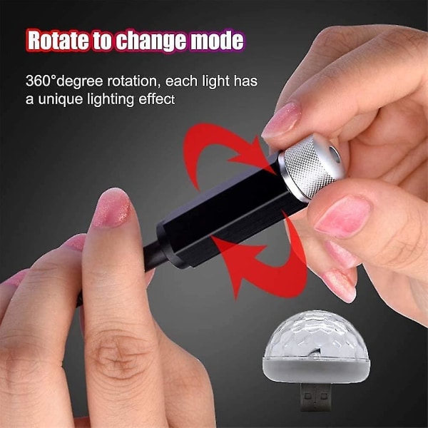 2st USB mini led projektionslampa Star Night, bilprojektionsljus romantisk atmosfärsljus för bil, sovrum, vardagsrum och fest