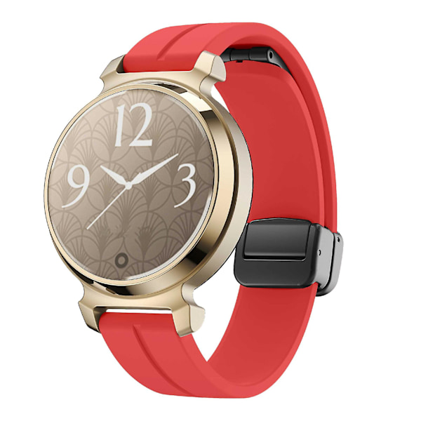 Garmin Lily 2:n silikoninen ranneke magneettisella taittuvalla soljella Red Black Buckle