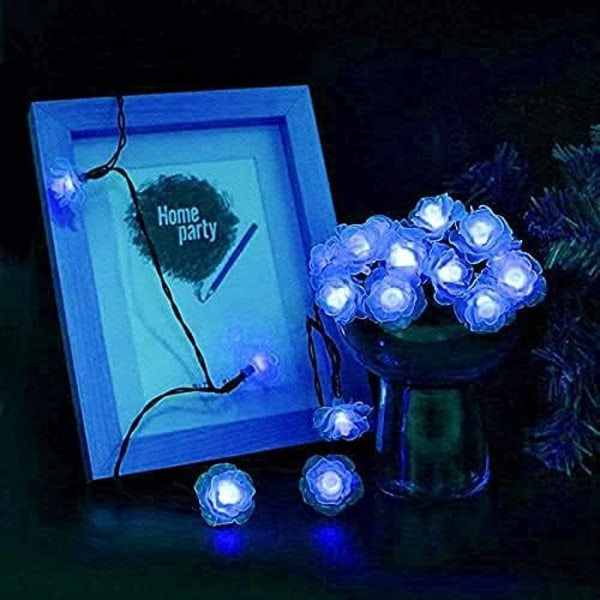 Solcelled Julelys, 30 LED Vanntette Rosehagedekorasjoner Blue