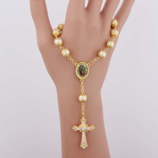 Christian for Cross Jesus Armbånd Pearl Beads Rosenkrans Armbånd Ornament