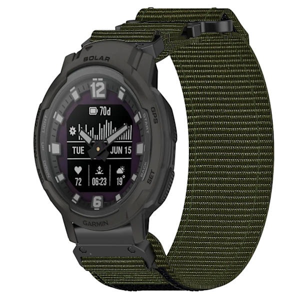 22mm Nylon Urrem til Garmin Instinct Crossover Solar Army Green