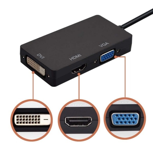 TG HDMI/VGA/DVI Displayport-adapter Svart