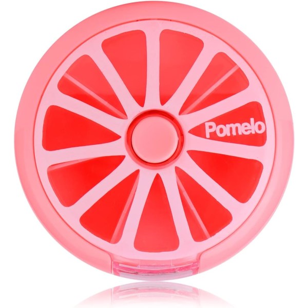 Creative Portable Mini 7-dagers ukentlig sirkulær form Roterende søt fruktstil pilleoppbevaringsboks (rosa)