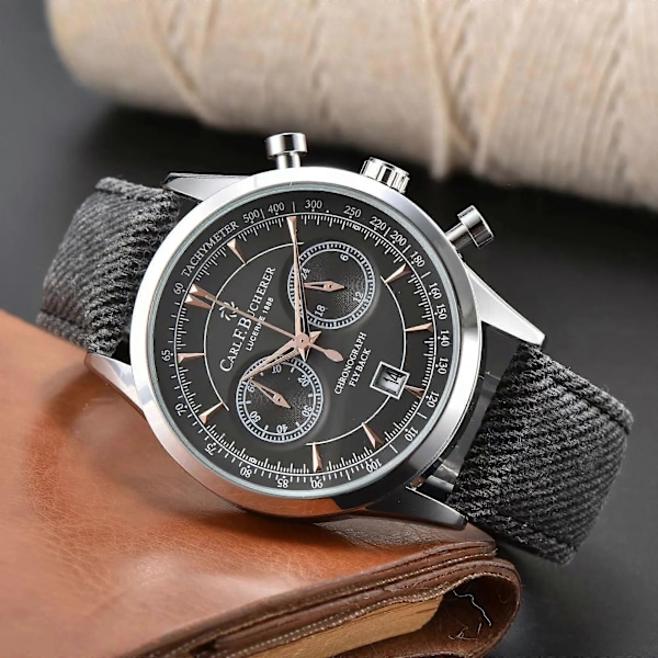 2023 Nye Carl F. Bucherer Malelon Serie Klokker Herre Quartz Klokker Chronograph Topp Rem Automatisk Datoklokke black