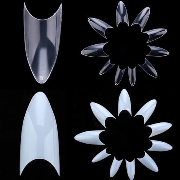 100 st stilettotippar lösnaglar nageltippar Klar Clear