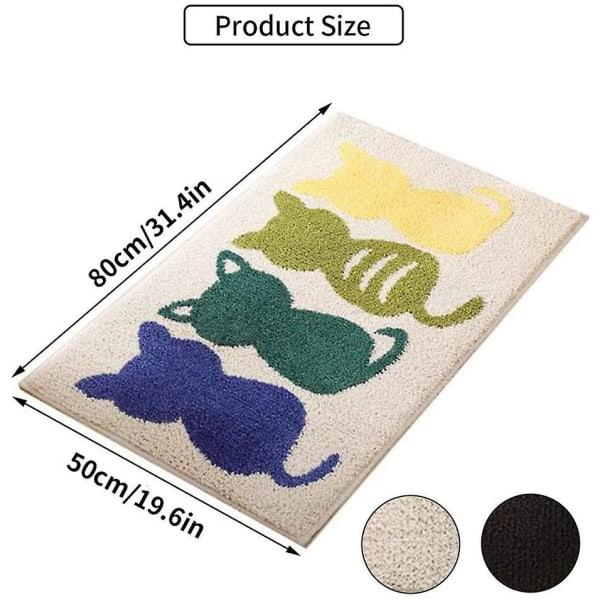 50x80cm Extra Mjuk Mikrofiber Halkskyddad Badrumsmatta 4 Kattmönster Badrumsmatta Maskintvättbar Badrumsmatta Superabsorberande Matta, Khaki