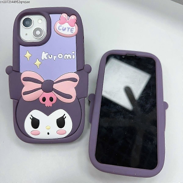 Cartoon 3D Sanrio Kuromi Silikon Mjukt Telefonfodral för iPhone 14 13 12 11 Pro Max 14 Pro Anti-fall Bakstycke Flicka a1 For iPhone 12 pro