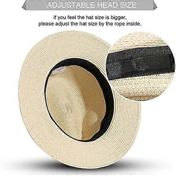 Sommer Strand Solhatte til Mænd Bredskygget Stråhat Beige L