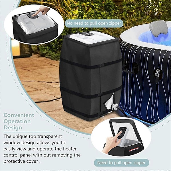 Skydd för Värmepump till Bubbelpool med Transparent PVC-fönster, Vattentätt Uppblåsbart Bubbelpoolspumpskydd