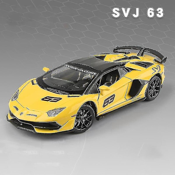 1:24 Lamborghinis Aventador Svj63 Leksaksbil i Metall med Ljud och Ljus Boris Gray