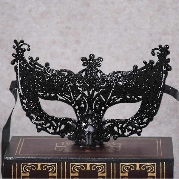 Venice Sexig Gyllene Räv Mask Maskerad Kostym Dansmask Black
