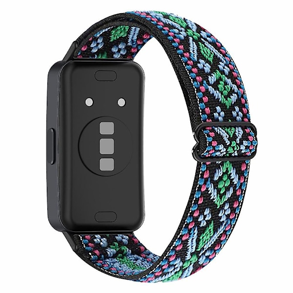 Armband för Huawei Band 8 i Bohemisk Stil, Elastiskt Nylon Smartwatch Armband, Ersättningsarmband Green, Green Huawei Band 8