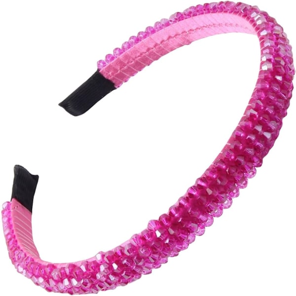 Hårbånd for jenter med rhinestones og perler - Motekrystallperler Hårbånd Brudepike Ball Bryllup Tynt Hårbånd Hårtilbehør Rose Red
