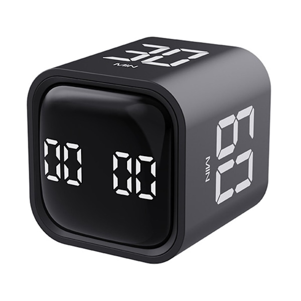 Produktivitets Cube Timer med Gravity Sensor, Vendbar LED-Skærm, 4 Forudindstillede Tider, Dobbelt Tilstande, Tidsstyring, Nedtælling, Madlavning, Studie, Mini Digital Tid Black