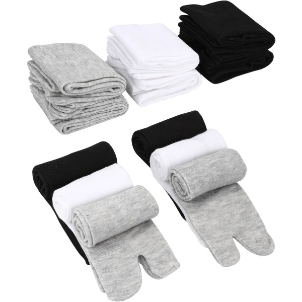 6 par unisex Tabi flip-flop strumpor Geta strumpor bomull split tå Tabi strumpor elastiska för kvinnor och män, flerfärgade,