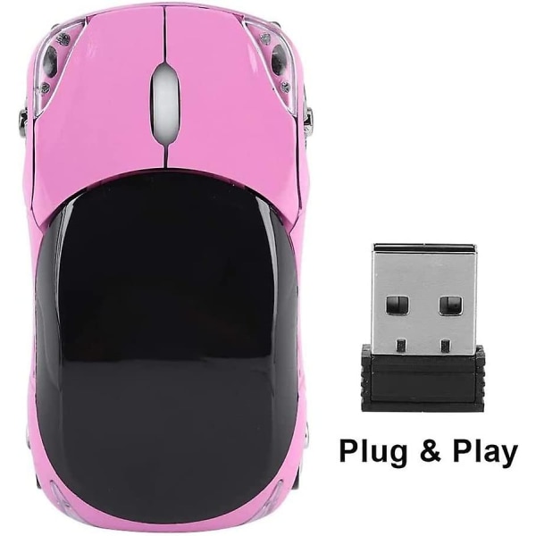 Trådlös mus för barn, 2,4 g trådlös mus med USB mottagare, bil trådlös mus Bluetooth optisk mus 1600dpi för bärbar dator Tablet Gaming Office