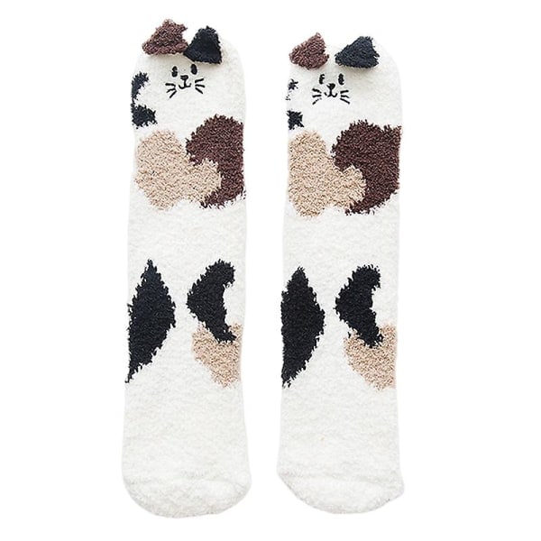 1 Pair Adult Socks Cartoon Cat Rabbit Alpaca Giraffe Chicken Fluffy Fluffy Thickened Stretchy Keep Warm Coral Fleece Autumn Winter Floor Sleep Socks