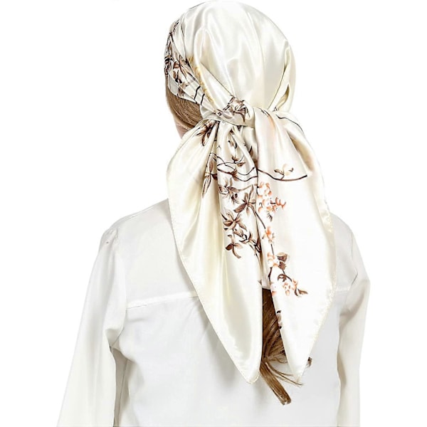 Huvudscarf i Silkesatin - Olaof Scarf för Kvinnor, Sova, Kvadratisk, Designer Bandana Olaof Scarf Style 16