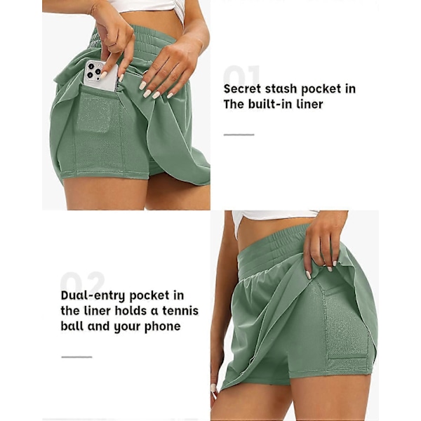 Tennis skjørt for kvinner. Svømming Tennis Skorts Skjørt Innebygde Inner Shorts Bikini Høy midje S-2XL Style3 M