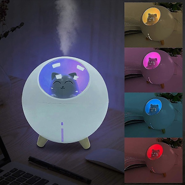 Mini Luftfugter, USB Bærbar Støjsvag Luftfugter, Sød Baby Luftfugter, Soveværelse Luftfugter med LED Natlys Funktion til Soveværelse, Kontor
