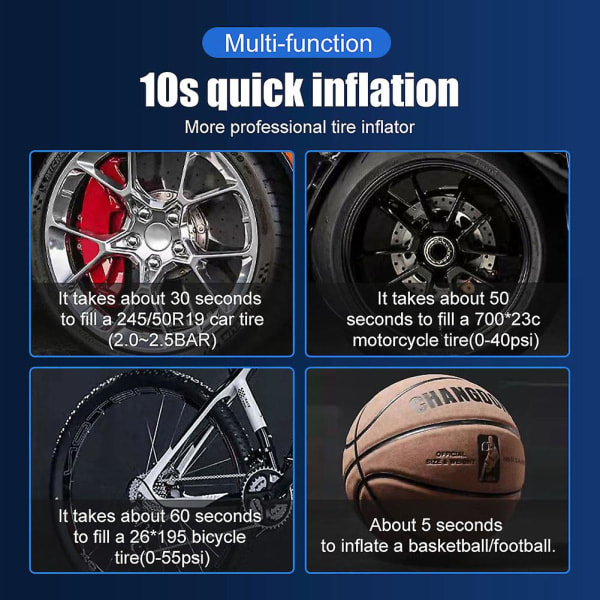 120w ladattava auton ilmapumppu 12v 150psi sähköinen langaton rengaspumppu moottoripyörälle polkupyörälle auton rengaspalloille