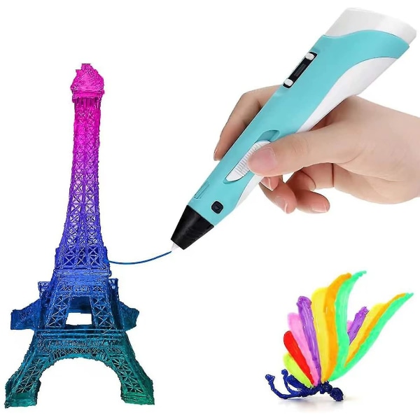 3D Kids Pen, 3D Print Pen, 3D Doodle Pen, Täydellinen taidekäsityölahja lapsille ja aikuisille (sininen) (1 kpl)