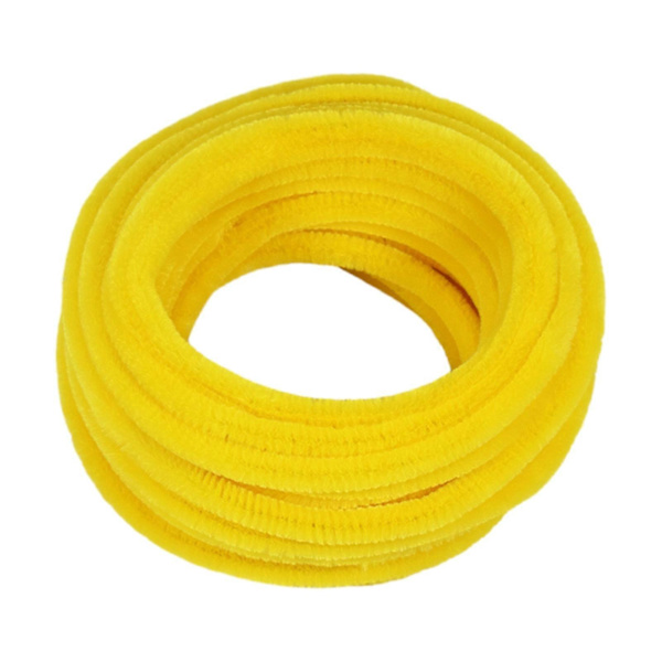 10MM 12M Piberensere Farverige Lange Fuzzy DIY Kunst Håndværk Fleksibel Førskole Uddannelse Børn Chenille Stænger Uddannelsesmæssige Legetøj Gave KAESI Yellow