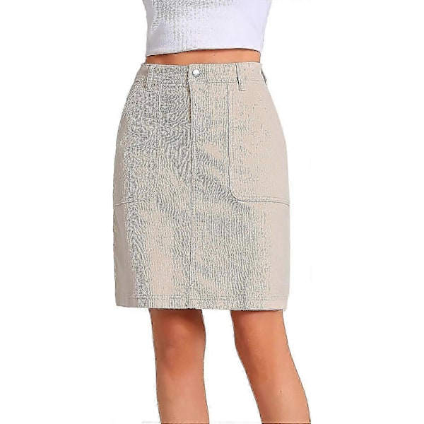 Naisten vähäjousto farkkukangas A-linjainen hame 14 Pit Stretch Corduroy polvipituinen midi-hame mini S-2XL P202 Style1 S