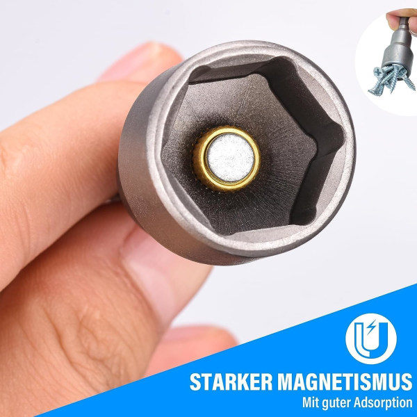 10 stk magnetisk skrutrekkerhylse 6mm -19mm sekskantskrutrekkerhylseadapter for håndbor nøkkelhylse